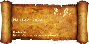 Mahler Jakab névjegykártya